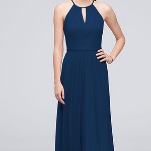 David's Bridal High-Neck Long Bridesmaid Dress